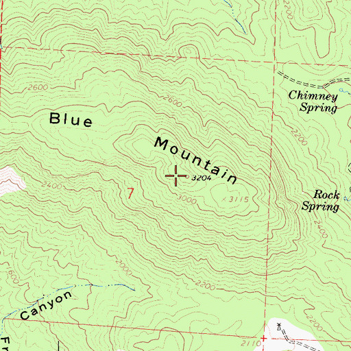 Topographic Map of Blue Mountain, CA