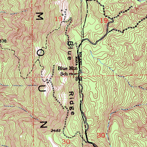 Topographic Map of Blue Mountain School, CA