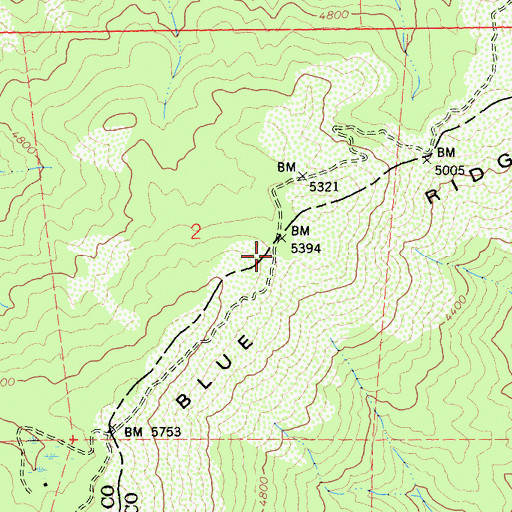 Topographic Map of Blue Ridge, CA