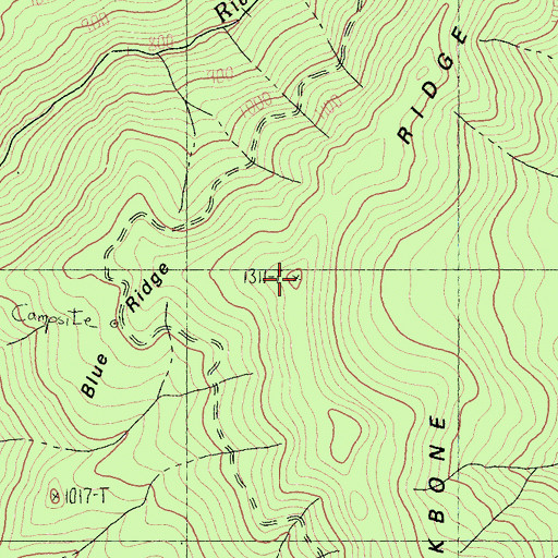 Topographic Map of Blue Ridge, CA