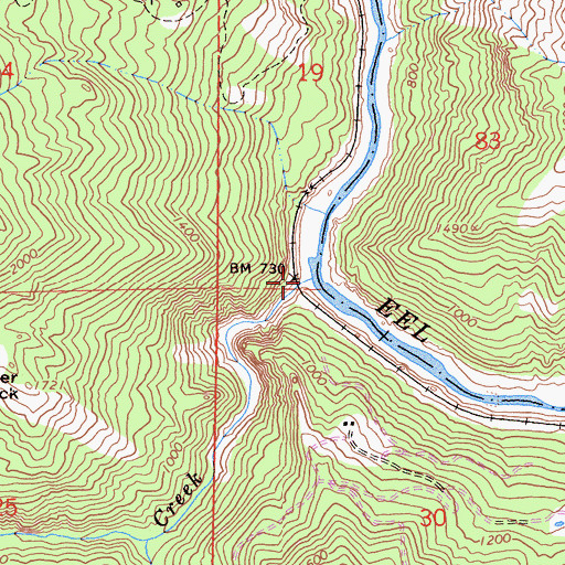 Topographic Map of Blue Rock Creek, CA