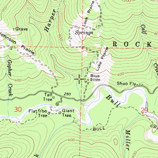 Topographic Map of Blue Slide, CA