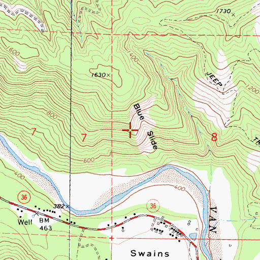Topographic Map of Blue Slide, CA