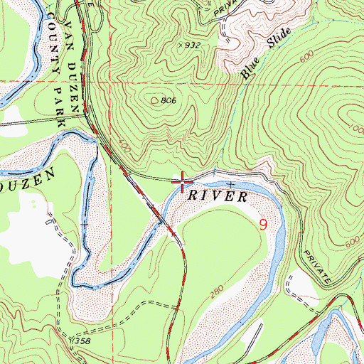 Topographic Map of Blue Slide Creek, CA