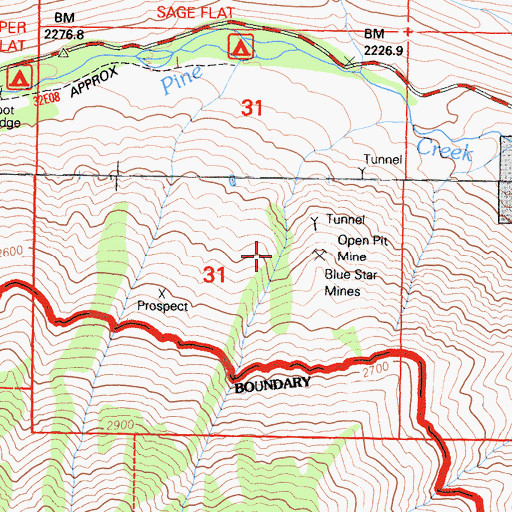Topographic Map of Blue Star Mines, CA