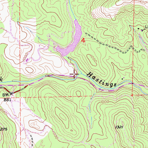 Topographic Map of Blue Tent Creek, CA
