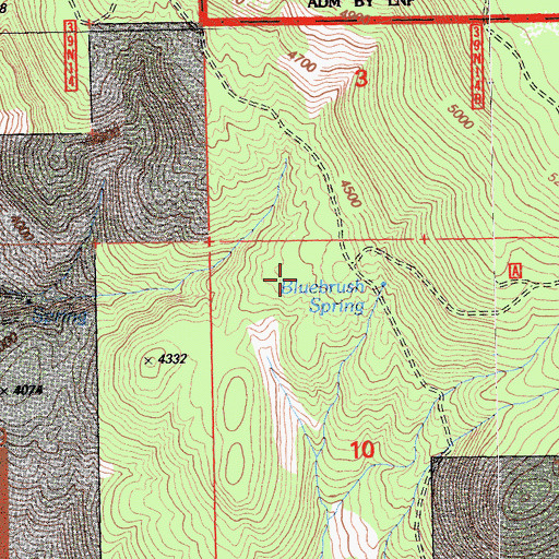 Topographic Map of Bluebrush Spring, CA
