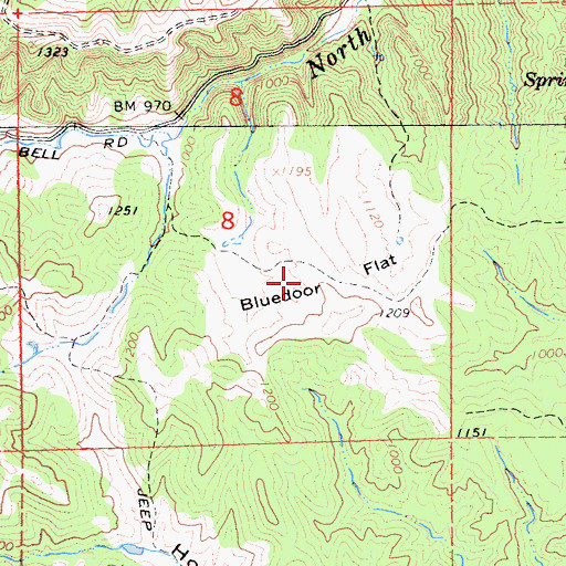 Topographic Map of Bluedoor Flat, CA