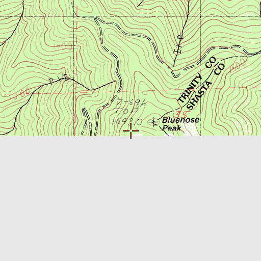 Topographic Map of Bluenose Peak, CA