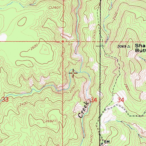 Topographic Map of Bluff Creek, CA