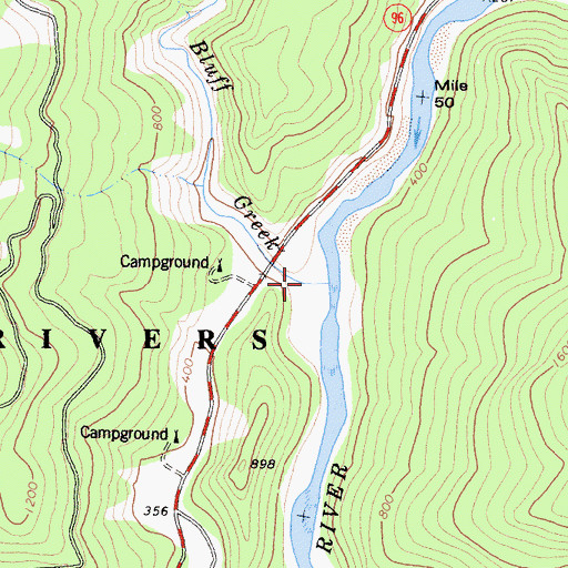 Topographic Map of Bluff Creek, CA