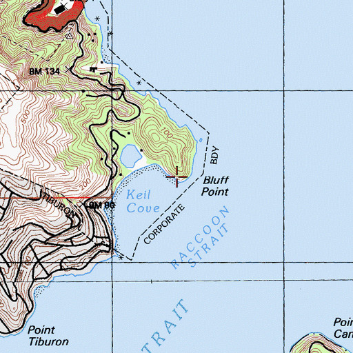 Topographic Map of Bluff Point, CA