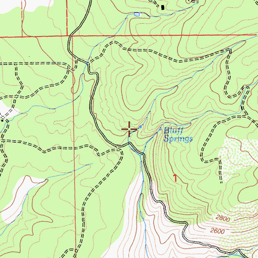 Topographic Map of Bluff Springs, CA