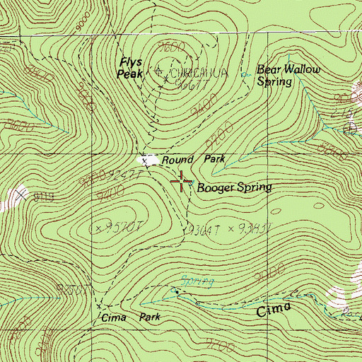 Topographic Map of Booger Spring, AZ