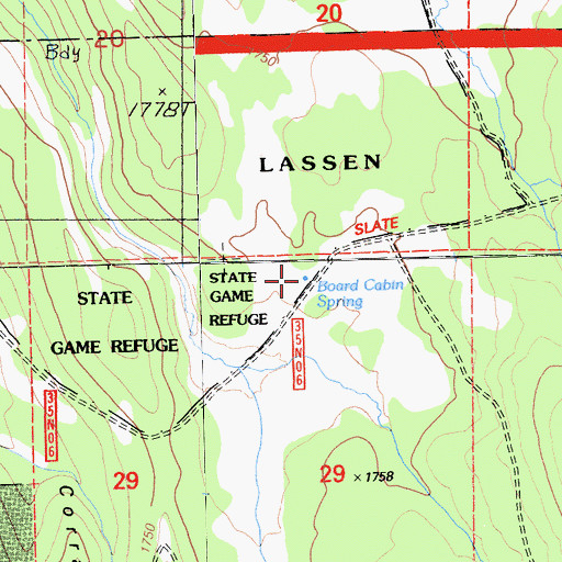Topographic Map of Board Cabin Spring, CA