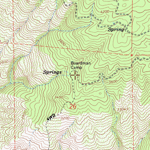 Topographic Map of Boardman Camp, CA