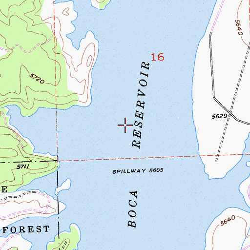 Topographic Map of Boca Reservoir, CA