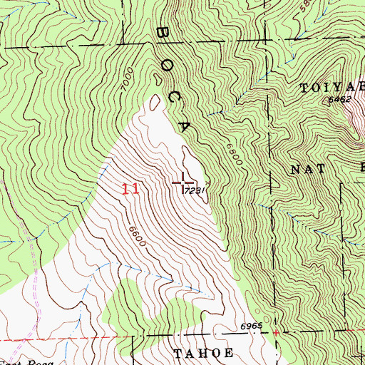 Topographic Map of Boca Ridge, CA