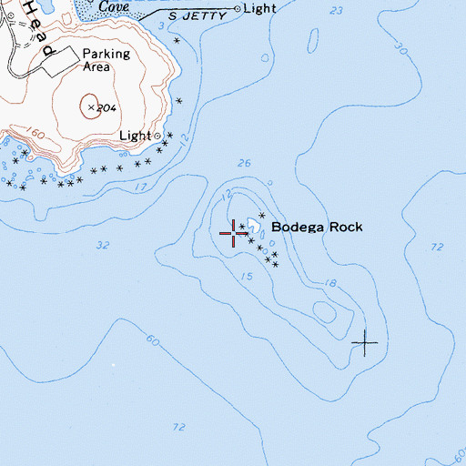 Topographic Map of Bodega Rock, CA