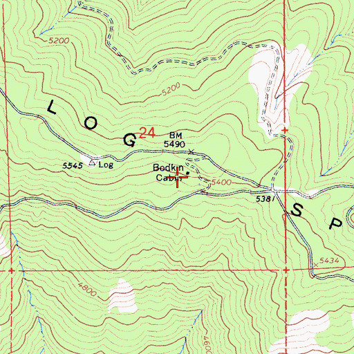 Topographic Map of Bodkin Cabin, CA