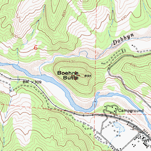 Topographic Map of Boehne Butte, CA