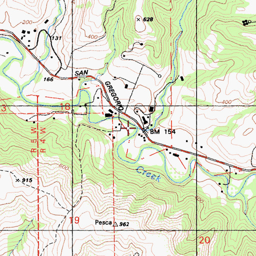 Topographic Map of Bogess Creek, CA