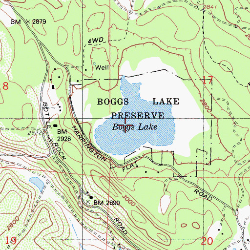 Topographic Map of Boggs Lake, CA