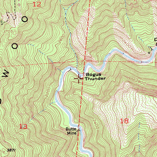 Topographic Map of Bogus Thunder, CA