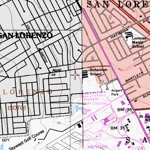 Topographic Map of Bohannon Middle School, CA