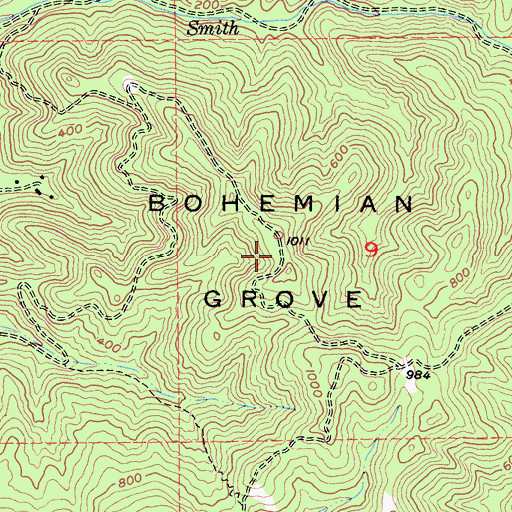 Topographic Map of Bohemian Grove, CA