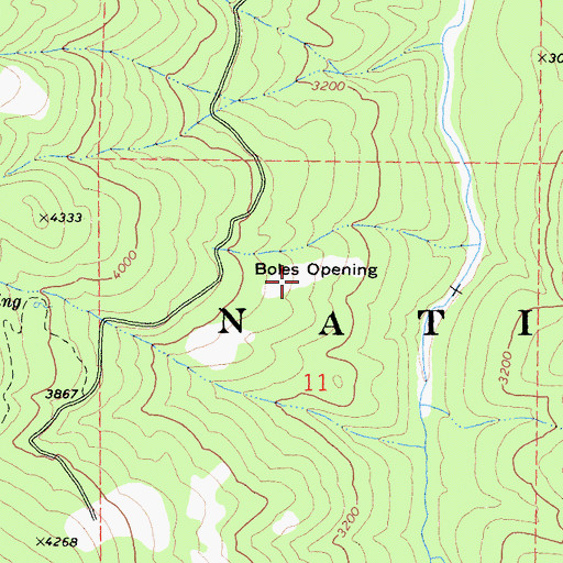 Topographic Map of Boles Opening, CA