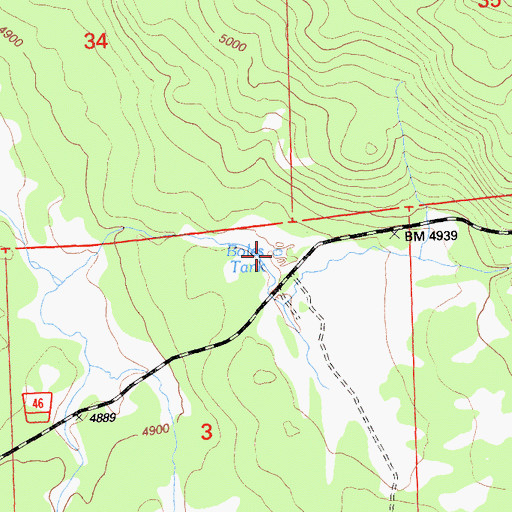 Topographic Map of Boles Tank, CA