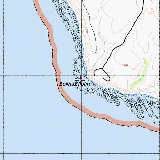 Topographic Map of Bolinas Point, CA