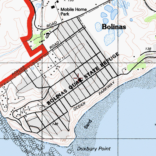 Topographic Map of Bolinas Quail Refuge, CA