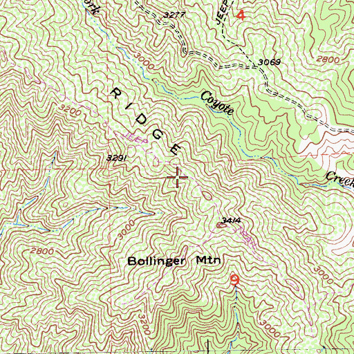 Topographic Map of Bollinger Ridge, CA