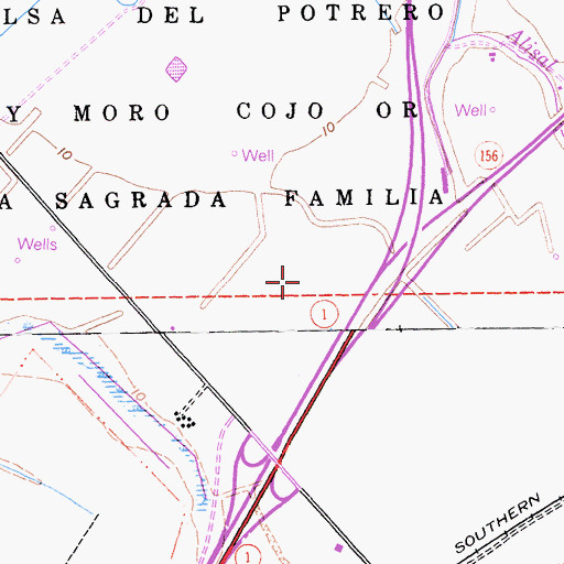 Topographic Map of Bolsa Del Potrero Y Moro Cojo or La Sagrada Familia, CA