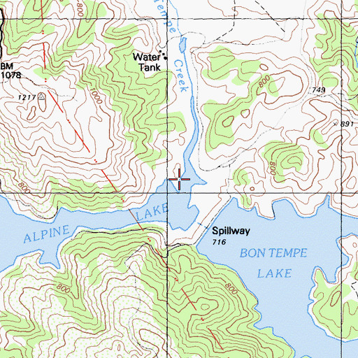 Topographic Map of Bon Tempe Creek, CA