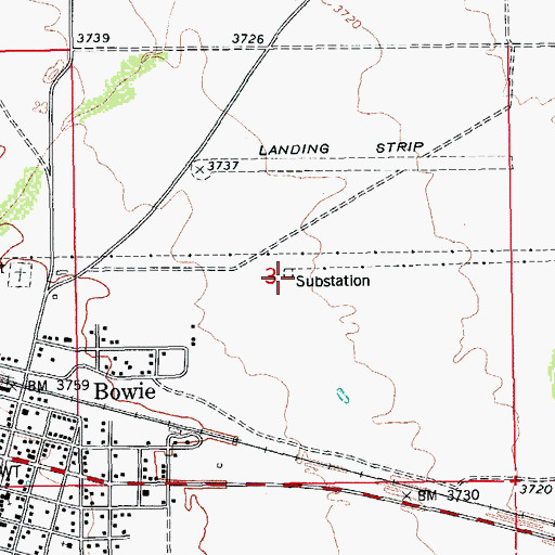 Topographic Map of Bowie Substation, AZ