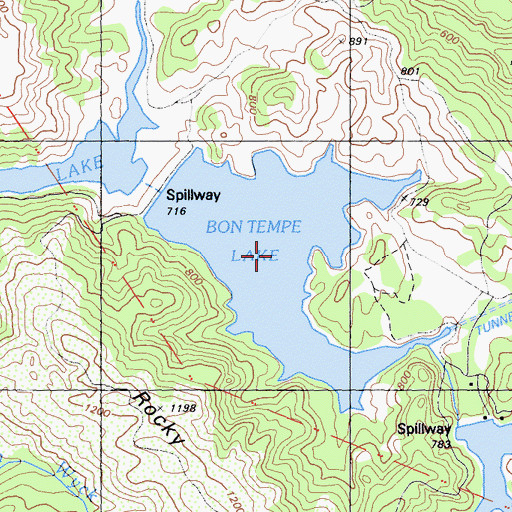 Topographic Map of Bon Tempe Lake, CA