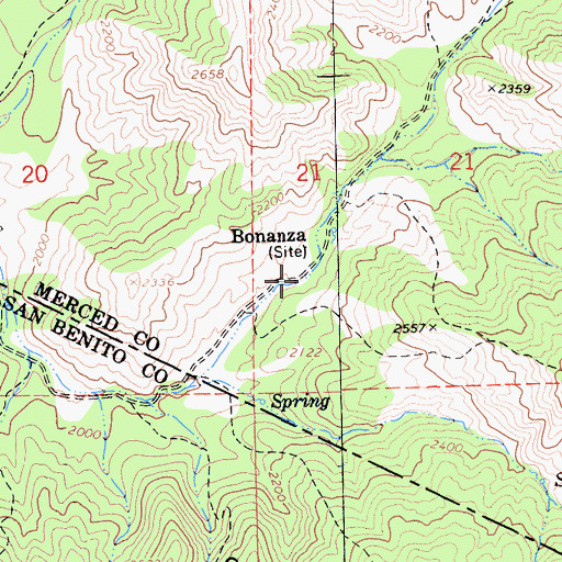 Topographic Map of Bonanza, CA