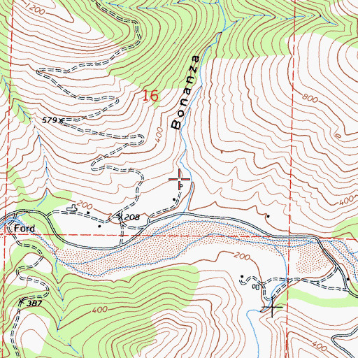 Topographic Map of Bonanza Gulch, CA
