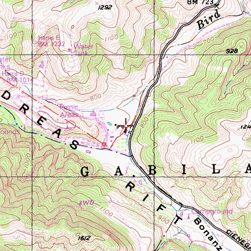 Topographic Map of Bonanza Gulch, CA