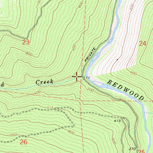 Topographic Map of Bond Creek, CA