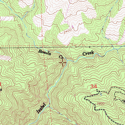 Topographic Map of Bonita Creek, CA