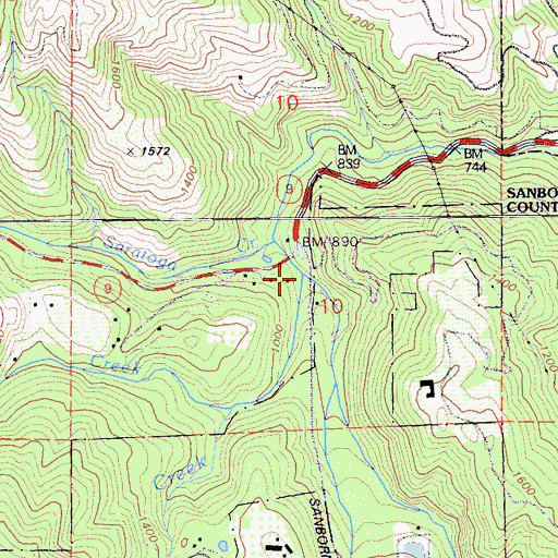 Topographic Map of Bonjetti Creek, CA
