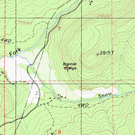 Topographic Map of Bonnie Craigs, CA