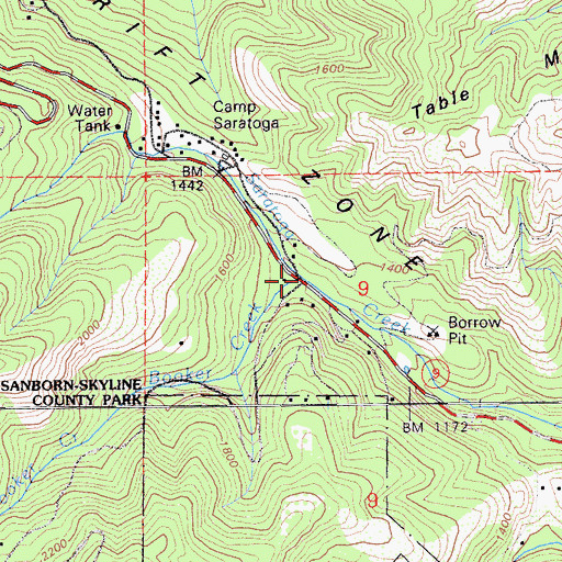 Topographic Map of Booker Creek, CA