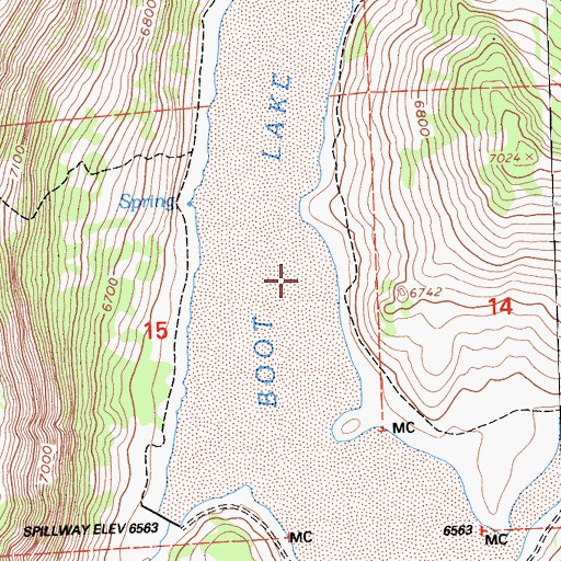 Topographic Map of Boot Lake, CA