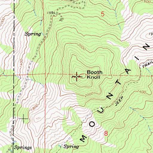 Topographic Map of Booth Knoll, CA