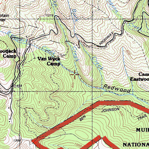 Topographic Map of Bootjack Creek, CA